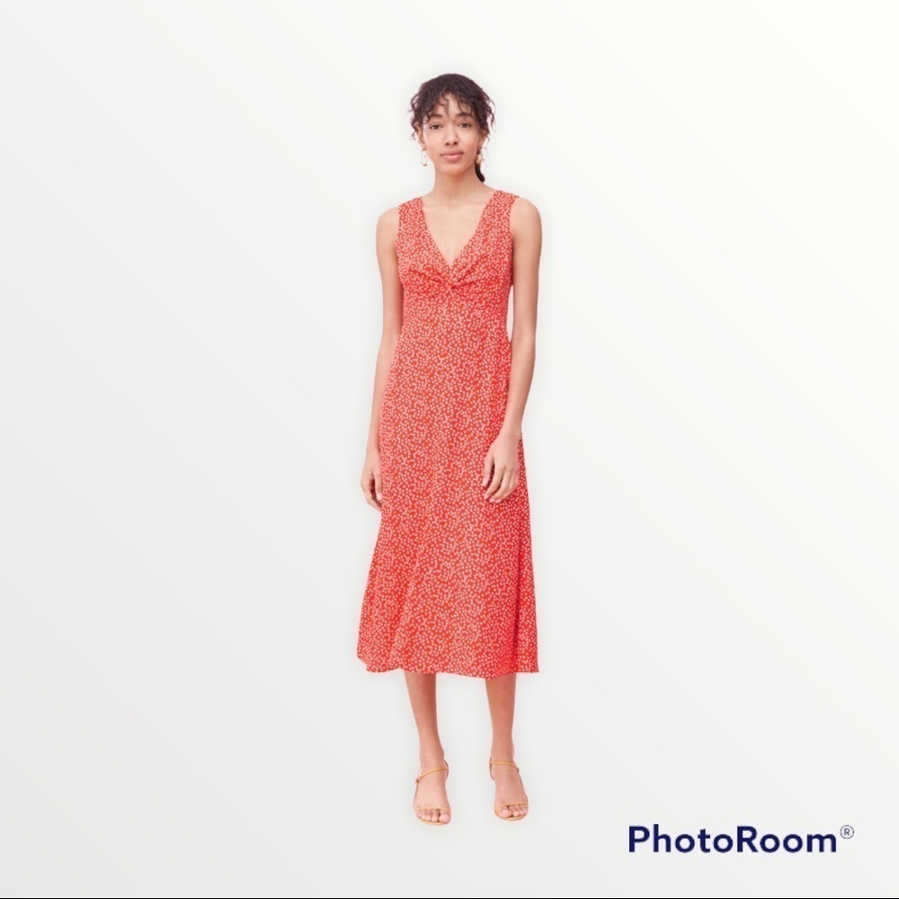 NWT Rebecca Taylor Malia Red Floral Jacquard Midi Dress Size 0 - Picture 4 of 12